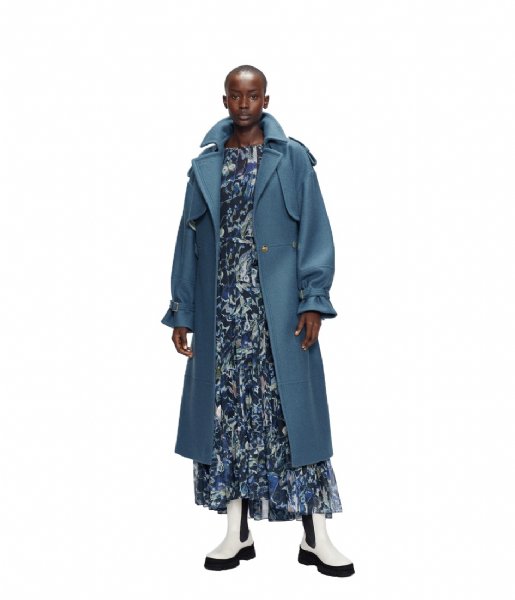 Ted Baker  Liiliey boiled wool trench coat Mid Blue