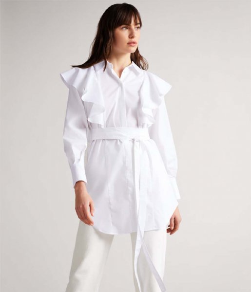 Ted Baker  Sarelia Exaggerated Frill Cotton Shirt White