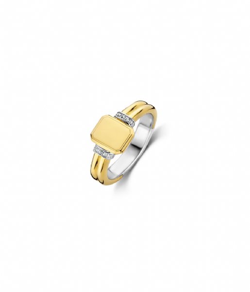 TI SENTO - Milano  925 Sterling Zilveren Ring 12240 Zirconia white yellow gold plated (12240ZY)