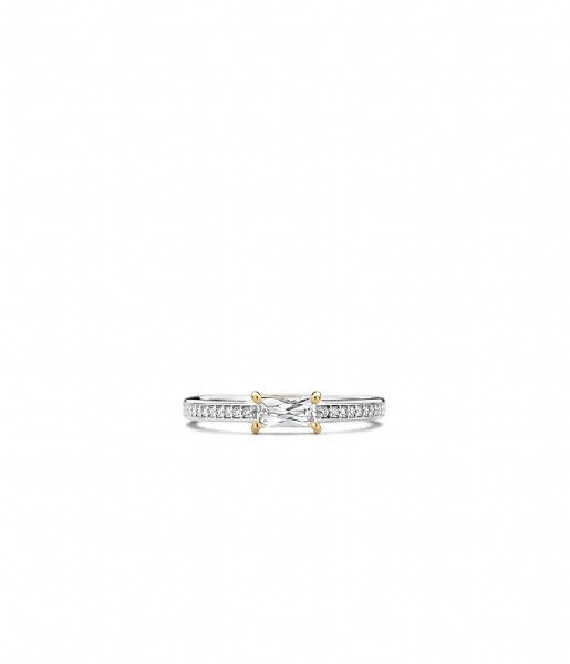 TI SENTO - Milano  925 Sterling Zilveren Ring 12248 Zirconia white yellow gold plated (12248ZY)