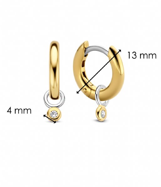 TI SENTO - Milano  925 Sterling Zilveren Earrings 7868 Zirconia white yellow gold plated (7868ZY)