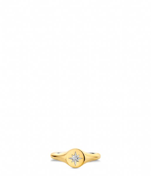 TI SENTO - Milano  925 Sterling Zilver Ring 12199 Zirconia white yellow gold plated (12199ZY)