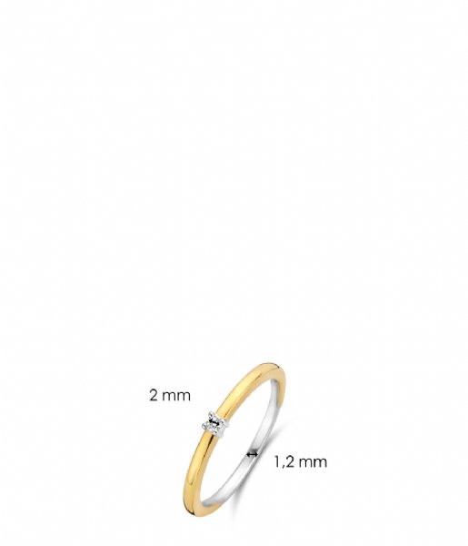 TI SENTO - Milano  925 Sterling Zilver Ring 12210 Zirconia white yellow gold plated (12210ZY)
