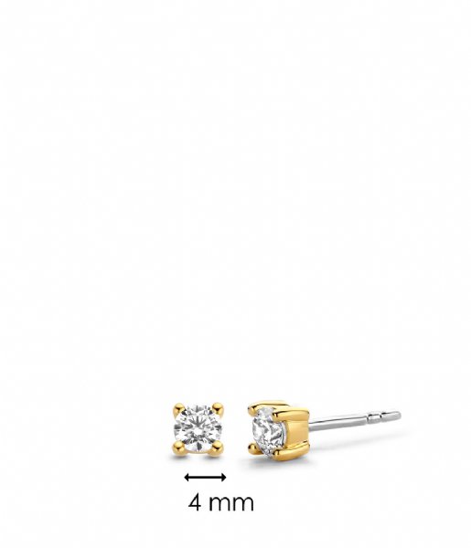 TI SENTO - Milano  925 Sterling Zilver Earrings 7836 Zirconia white yellow gold plated (7836ZY)