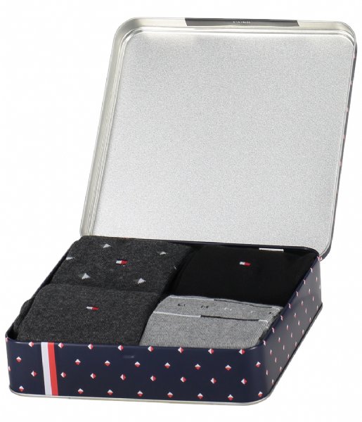 Tommy Hilfiger  Sock 4P Tin Giftbox Black (002)