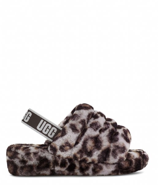 UGG  Fluff Yeah Slide Panther Print Stormy Grey