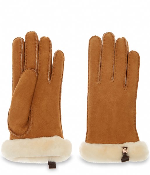 UGG  Shorty Glove W/ Leather Trim chestnut