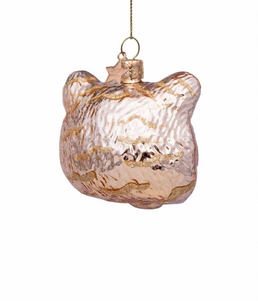 Vondels  Ornament glass tiger head H11cm Gold
