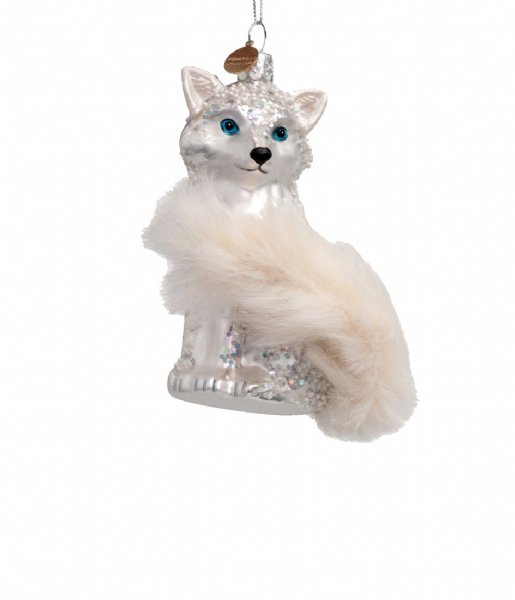 Vondels  Ornament glass fox tail H11cm White