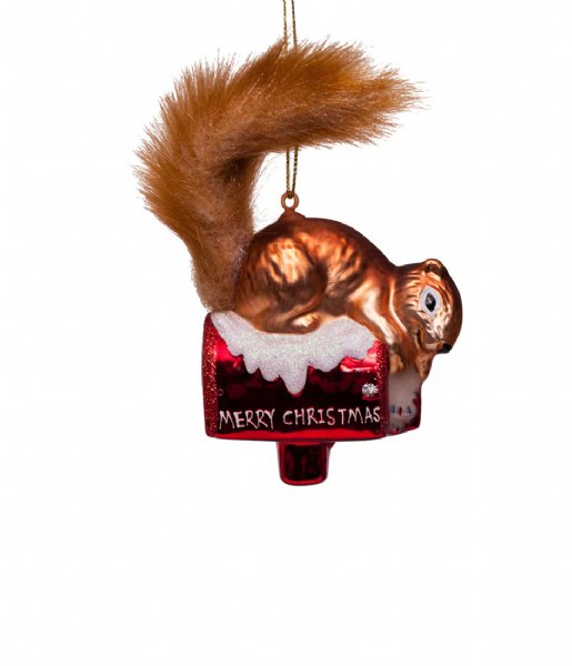 Vondels  Ornament glass squirrel on mailbox H12cm Brown
