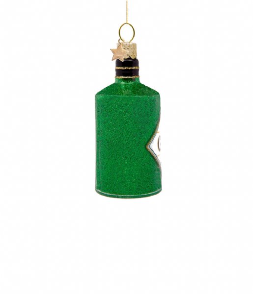 Vondels  Ornament glass glitter gin bottle H8cm Green