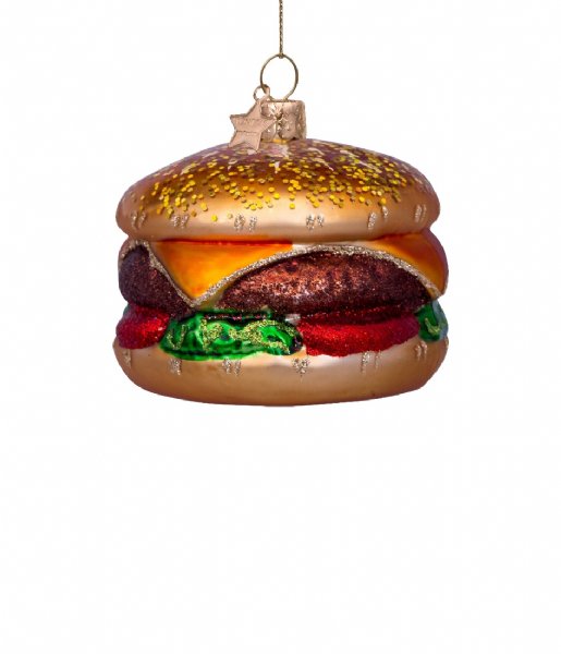 Vondels  Ornament glass multi color hamburger H6cm Brown