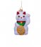 Vondels  Ornament glass lucky cat H9cm White