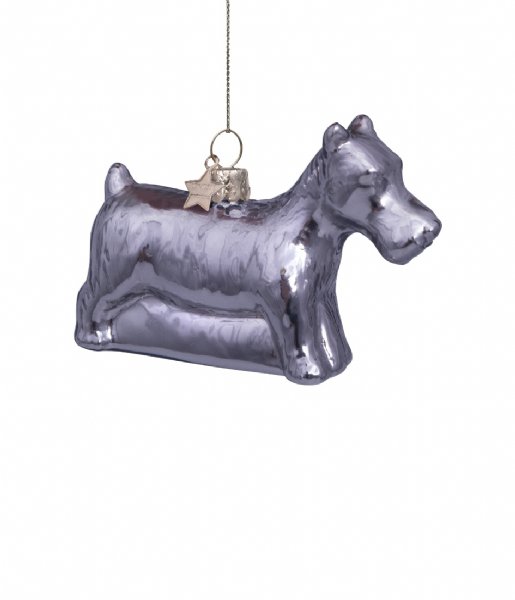 Vondels  Ornament glass opal Monopoly dog H7cm box Silver