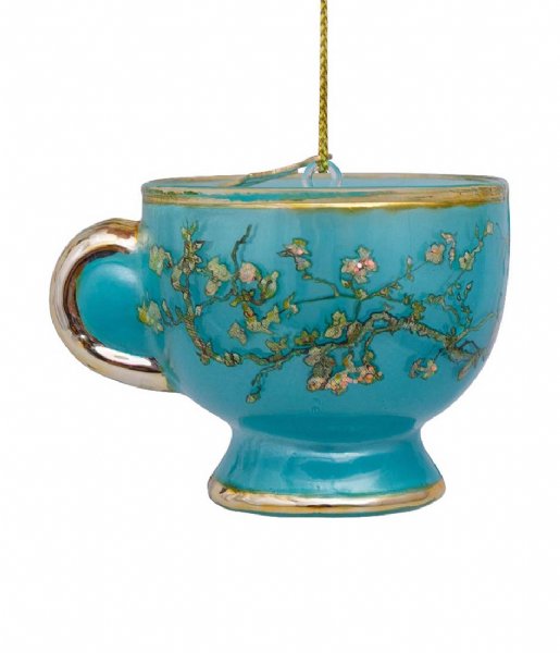 Vondels  Ornament Glass Van Gogh Blossom Blue Teacup 6cm With Box Blossom