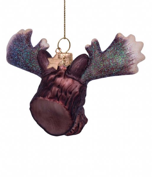 Vondels  Ornament Glass Brown Moose Head 6cm Brown
