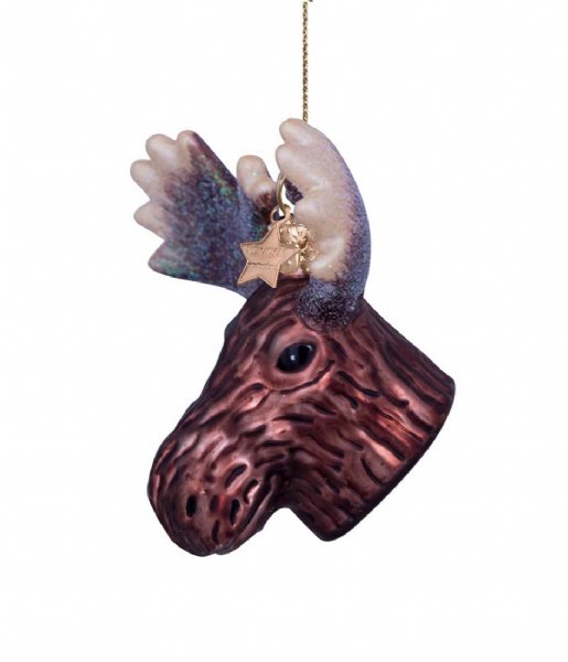 Vondels  Ornament Glass Brown Moose Head 6cm Brown