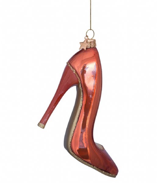 Vondels  Ornament Glass Mid Brown Opal High Heel Shoe 9cm Brown