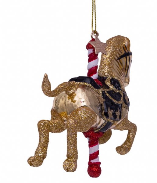 Vondels  Ornament Glass Shiny Gold Carousel Horse 9cm Gold